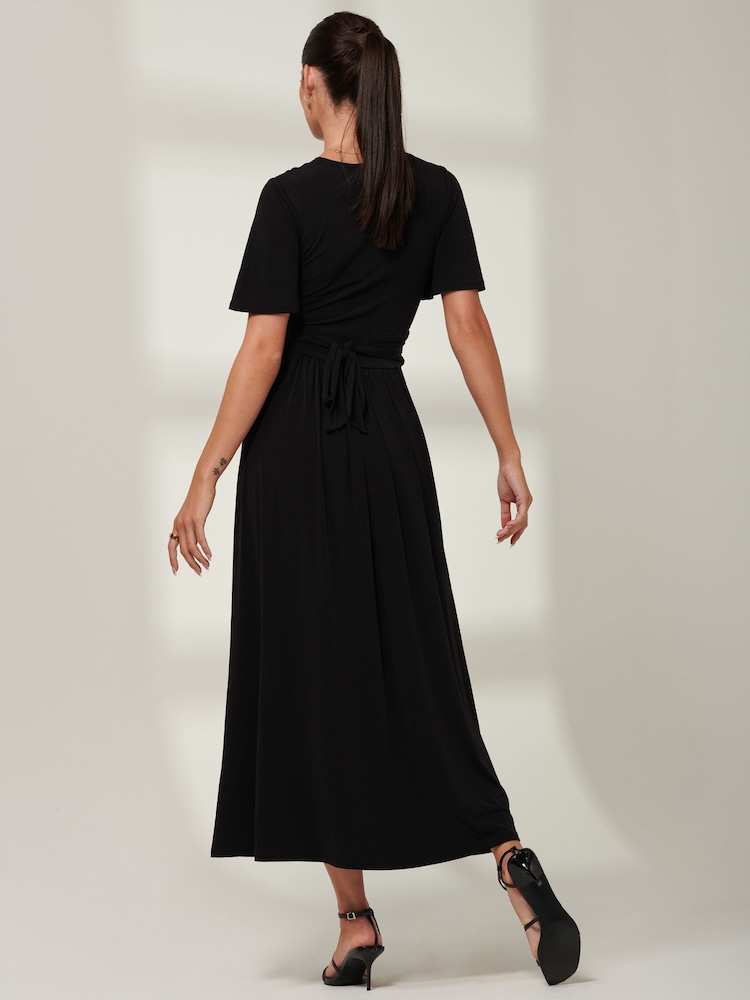 Jolie Moi – Maxikleid „Eldoris“ aus Jersey mit Flügelärmeln, Schwarz - Bild 2 von 6