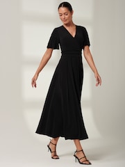 Jolie Moi – Maxikleid „Eldoris“ aus Jersey mit Flügelärmeln, Schwarz - Bild 4 von 6