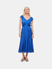 Whistles Petite Cobalt Blue Arie Twist Front Dress - Image 1 of 5