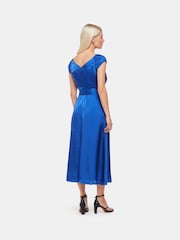 Whistles Petite Cobalt Blue Arie Twist Front Dress - Image 2 of 5