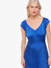 Whistles Petite Cobalt Blue Arie Twist Front Dress - Image 3 of 5