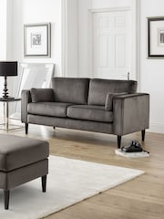 Julian Bowen Grey Velvet Hayward Medium 2 Seater Sofa - Image 1 of 3