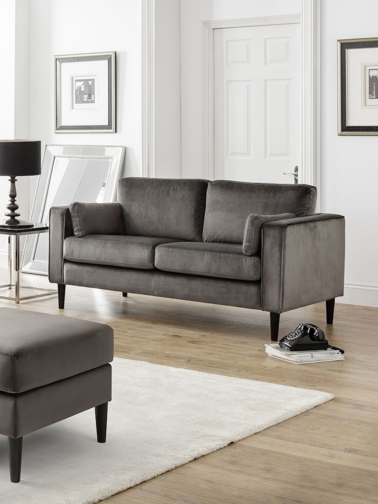 Julian Bowen Grey Velvet Hayward Medium 2 Seater Sofa - Image 1 of 3