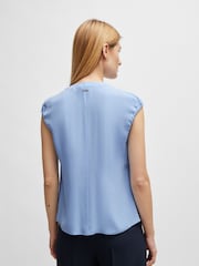 BOSS Blue Regular Fit Cap Sleeved Blouse With Gathered Details - Image 2 of 6