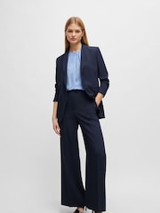 BOSS Blue Regular Fit Cap Sleeved Blouse With Gathered Details - Image 3 of 6