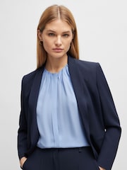 BOSS Blue Regular Fit Cap Sleeved Blouse With Gathered Details - Image 5 of 6