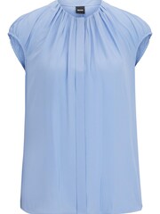 BOSS Blue Regular Fit Cap Sleeved Blouse With Gathered Details - Image 6 of 6