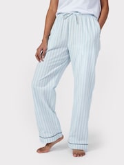 Chelsea Peers Blue 100% Cotton Poplin Stripe Long Pyjama Bottoms - Image 1 of 5