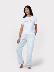 Chelsea Peers Blue 100% Cotton Poplin Stripe Long Pyjama Bottoms - Image 2 of 5