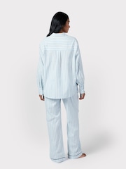 Chelsea Peers Blue 100% Cotton Poplin Stripe Long Pyjama Bottoms - Image 5 of 5