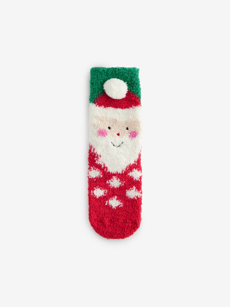 Red Santa Christmas Cosy Ankle Socks - Image 1 of 3