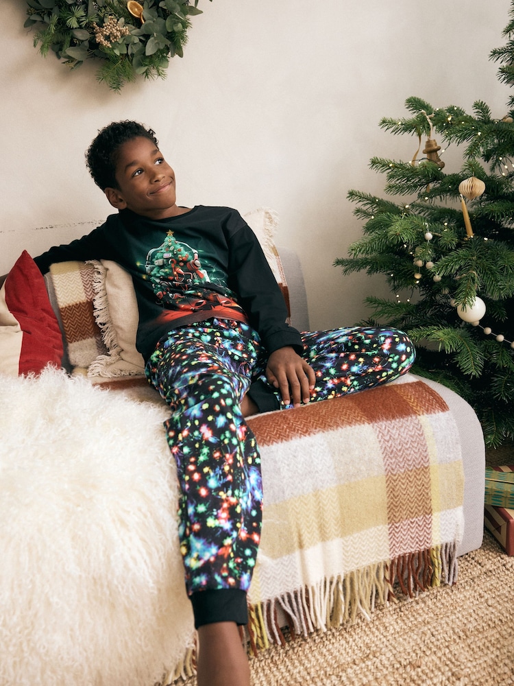 Black Gaming Single Long Sleeve 100% Cotton Pyjamas (3-16yrs) (3-16yrs) - Image 2 of 8