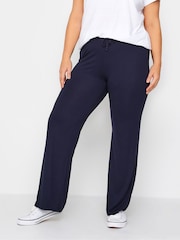 Yours Curve Blue Wide Leg Stretch Jogger Pants - Image 1 of 4