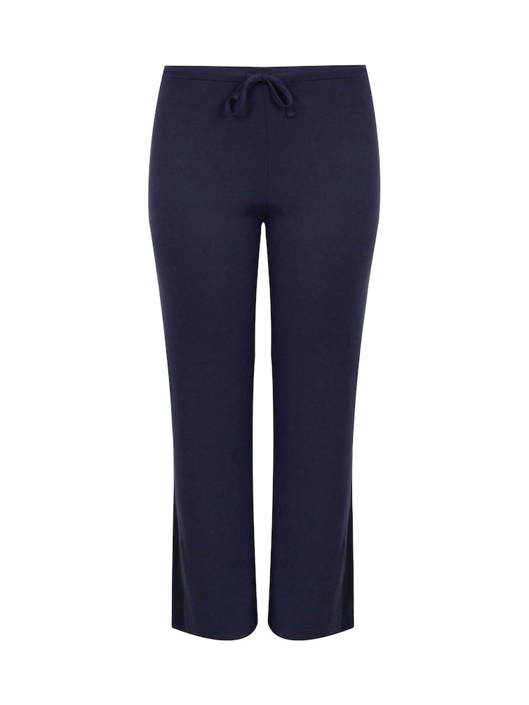 Yours Curve Blue Wide Leg Stretch Jogger Pants - Image 3 of 4