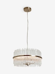 Lipsy Brushed Silver Pendant Round Glass Ceiling Light - Image 4 of 4