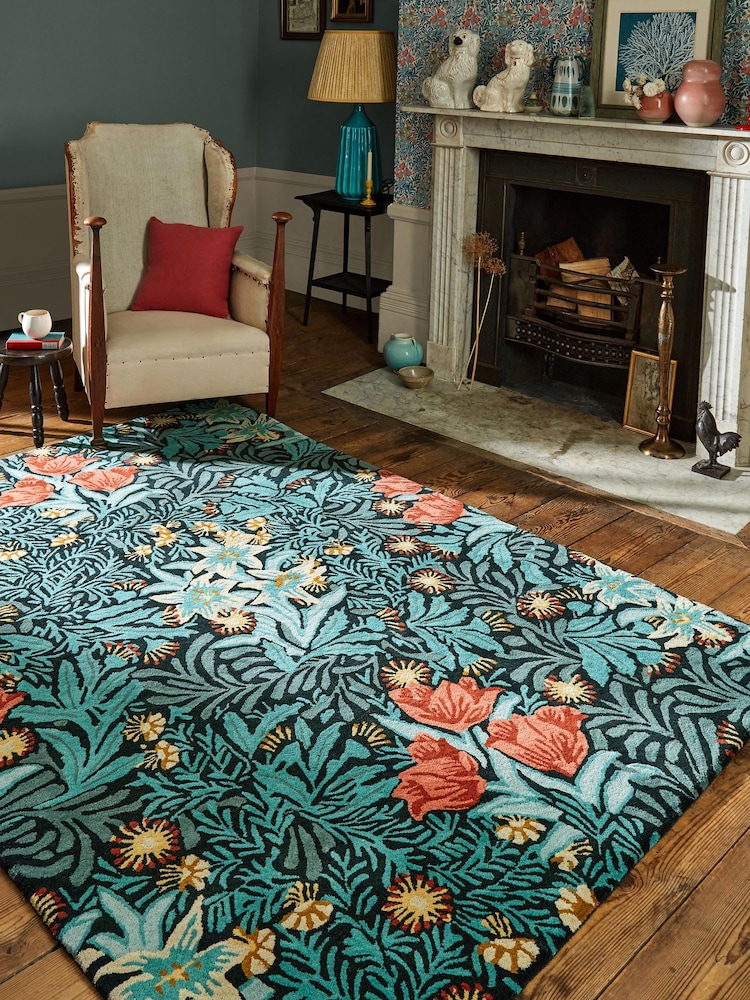 Morris & Co Blue Bower Rug - Image 1 of 4
