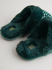 Bath & Body Works Green Sparkle Mule Slippers - Image 5 of 9
