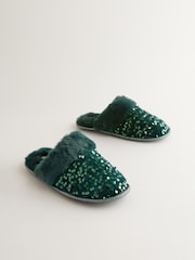 Bath & Body Works Green Sparkle Mule Slippers - Image 6 of 9