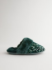 Bath & Body Works Green Sparkle Mule Slippers - Image 7 of 9