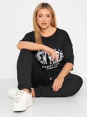 Yours Curve Black Basic Cuffed Joggers - Image 3 of 5