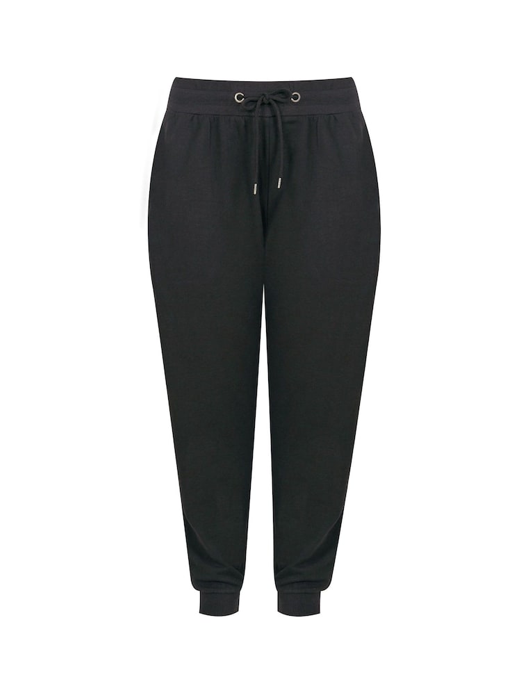 Yours Curve Black Basic Cuffed Joggers - Image 6 of 6