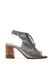 Moda in Pelle Grey Marmie High Zip Front Sandals - Image 1 of 4