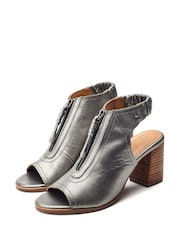 Moda in Pelle Grey Marmie High Zip Front Sandals - Image 2 of 4