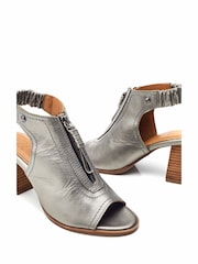 Moda in Pelle Grey Marmie High Zip Front Sandals - Image 4 of 4
