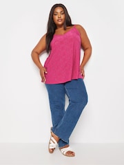 Yours Curve Pink Broderie Cami - Image 2 of 5