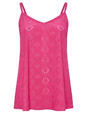 Yours Curve Pink Broderie Cami - Image 5 of 5