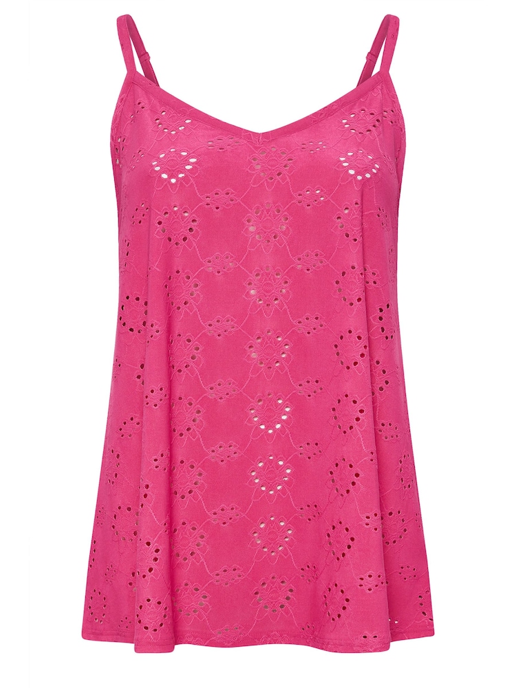 Yours Curve Pink Broderie Cami - Image 5 of 5