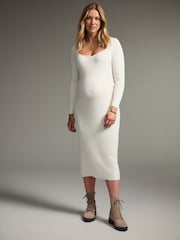 White Maternity Knitted Dress - Image 1 of 6