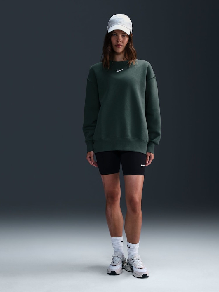 Nike Dark Green Oversized Mini Swoosh Sweatshirt - Image 1 of 8