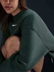 Nike Dark Green Oversized Mini Swoosh Sweatshirt - Image 4 of 8