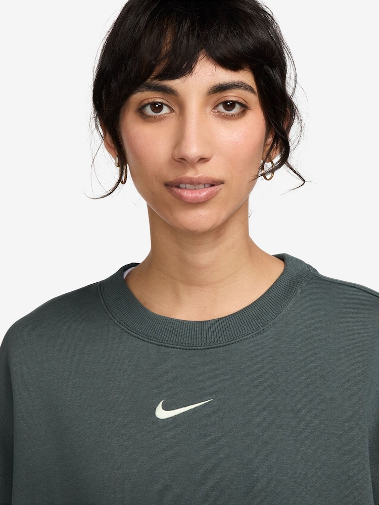 Nike Dark Green Oversized Mini Swoosh Sweatshirt - Image 8 of 8
