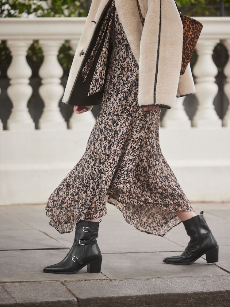 Black Tabitha Simmons Buckle Jenna Leather Ankle Boots - Image 2 of 10