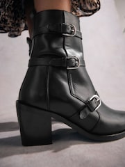 Black Tabitha Simmons Buckle Jenna Leather Ankle Boots - Image 5 of 10