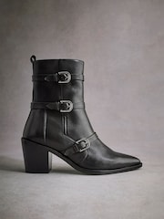 Black Tabitha Simmons Buckle Jenna Leather Ankle Boots - Image 6 of 10