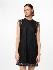 PIECES Black Lace Detail Dress - Image 1 of 7