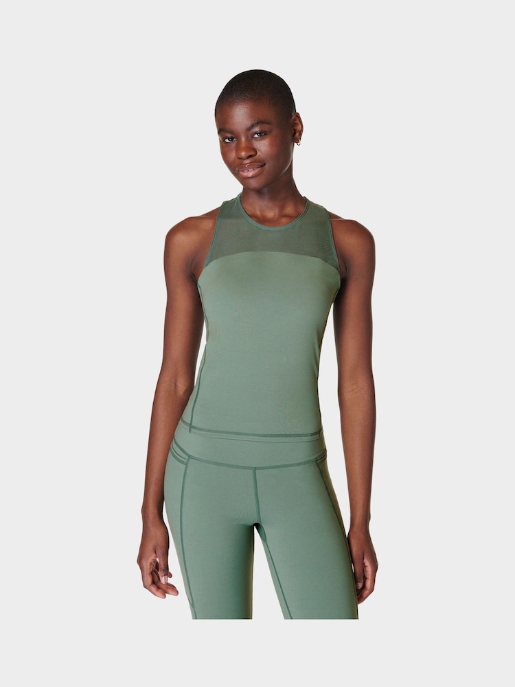Sweaty Betty Cool Forest Green Power Illusion Workout Bra Tank Top - Image 1 of 7 Sweaty Betty Cool Forest Green Power Illusion Workout Bra Tank Top - Image 1 of 7
