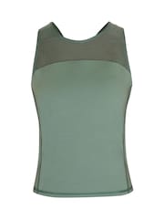 Sweaty Betty Cool Forest Green Power Illusion Workout Bra Tank Top - Image 7 of 7
