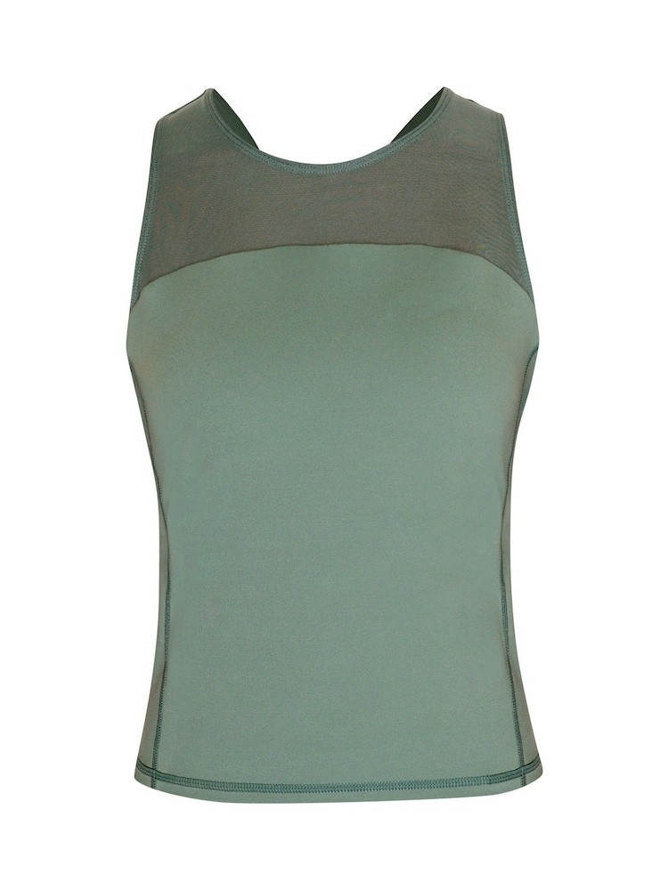 Sweaty Betty Cool Forest Green Power Illusion Workout Bra Tank Top - Image 7 of 7