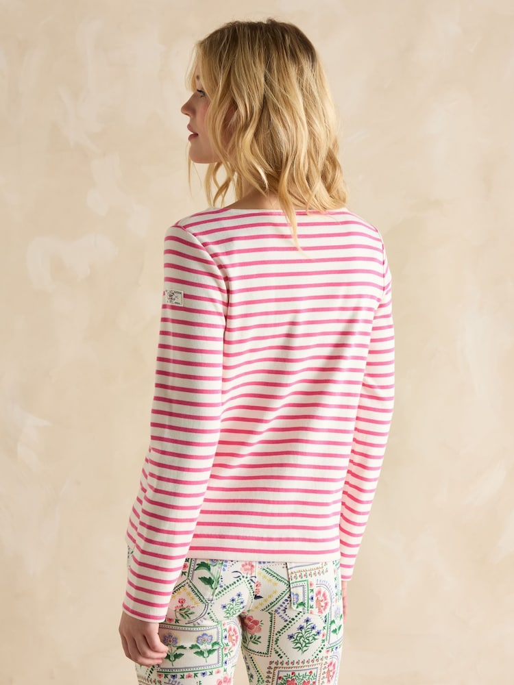 Joules Harbour Bright Pink Boat Neck 100% Cotton Breton Top - Image 2 of 6 Joules Harbour Bright Pink Boat Neck 100% Cotton Breton Top - Image 2 of 6