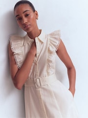 Boden Cream Ruffle Bodice Shirt Dress - Image 2 of 6