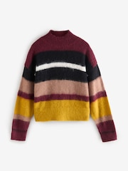 Burgundy Stripe Soft Touch Brushed Knit Jumper with Wool - Image 5 of 7