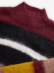 Burgundy Stripe Soft Touch Brushed Knit Jumper with Wool - Image 6 of 7