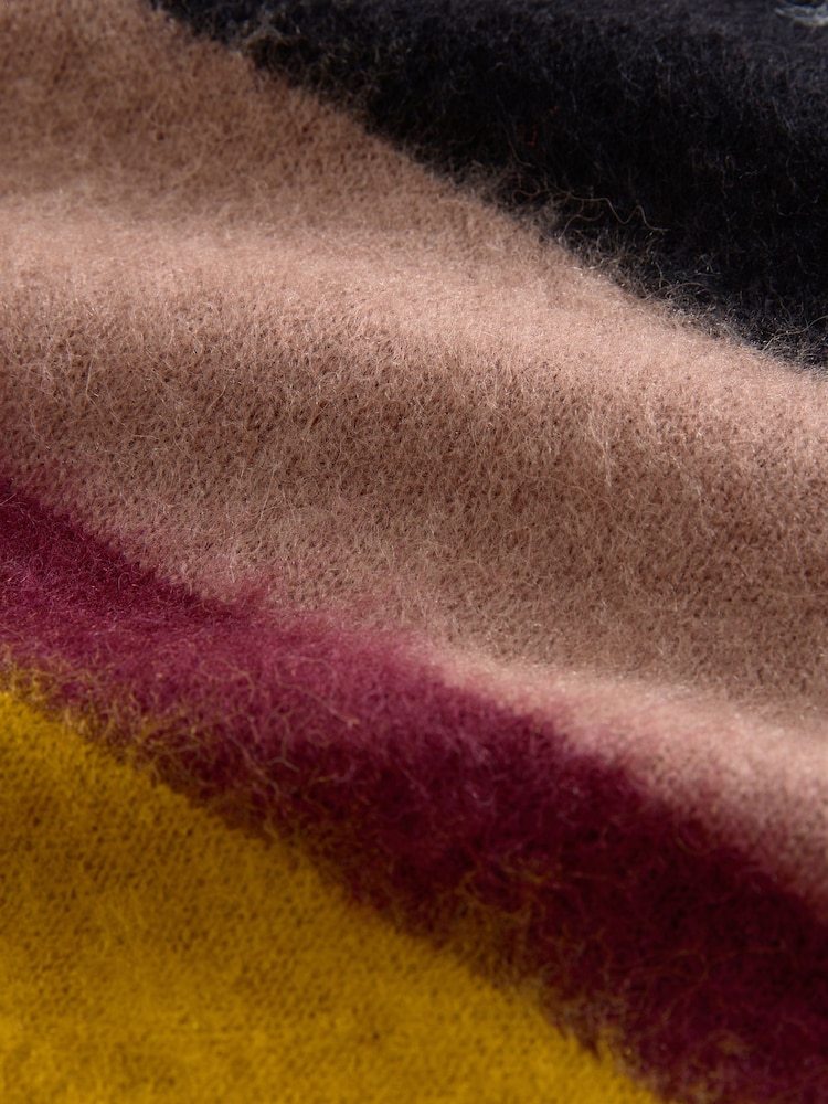 Burgundy Stripe Soft Touch Brushed Knit Jumper with Wool - Image 7 of 7