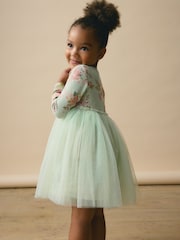 Green Long Sleeve Mesh Dress (3mths-7yrs) - Image 3 of 7