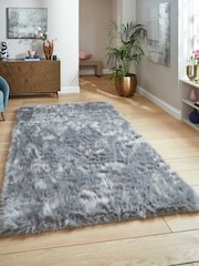 Laurence Llewelyn-Bowen Grey Plain Shaggy Mayfair Rug - Image 1 of 6