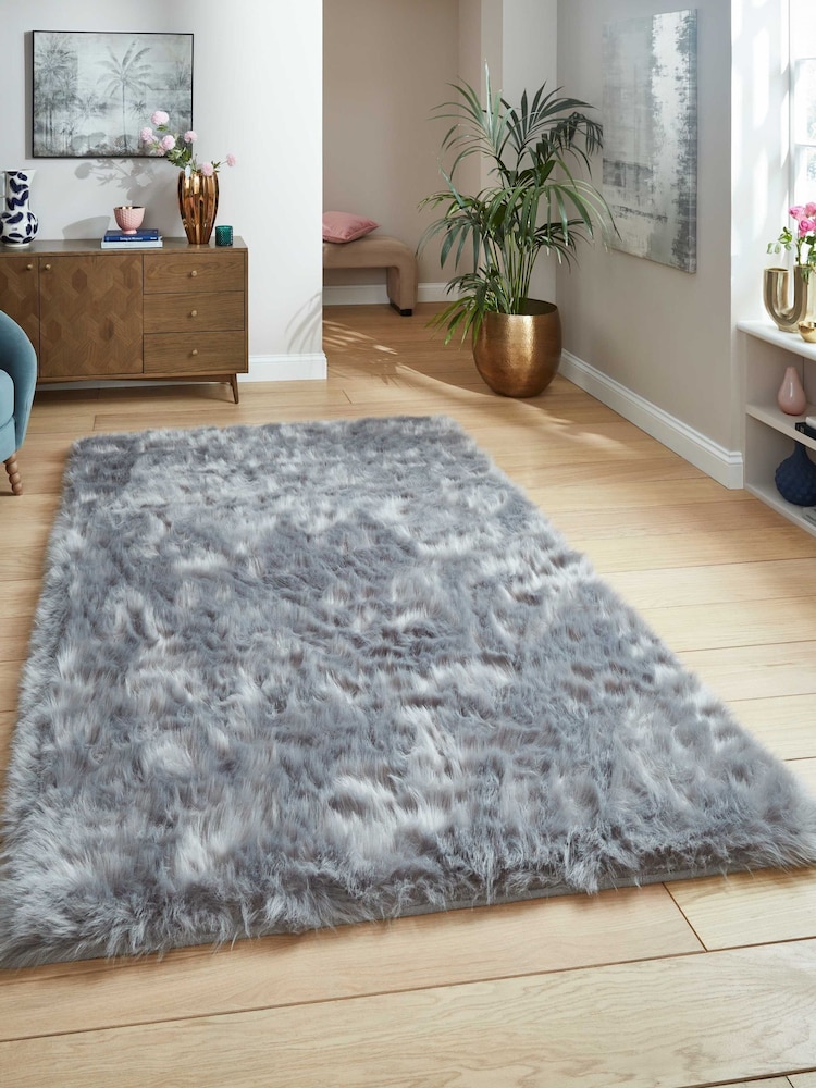 Laurence Llewelyn-Bowen Grey Plain Shaggy Mayfair Rug - Image 1 of 6